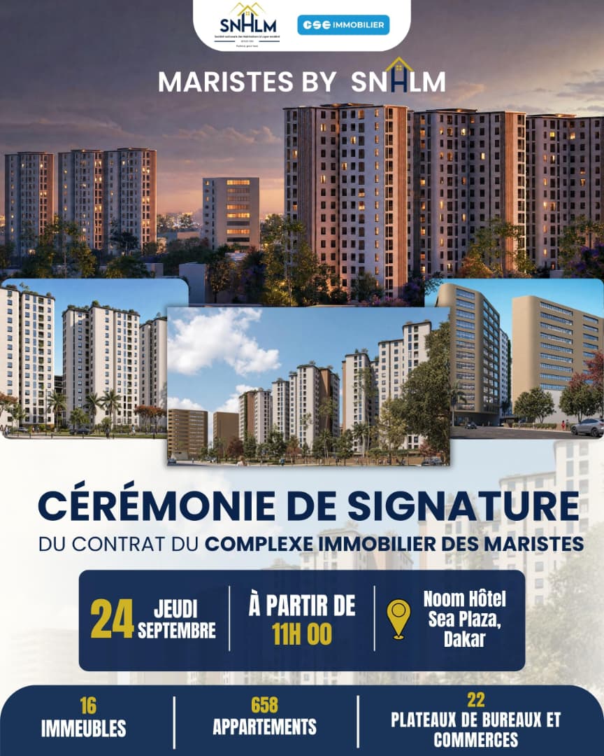 CEREMONIE DE SIGNATURE DU CONTRAT DU COMPLEXE IMMOBILIER MARISTE BY SNHLM